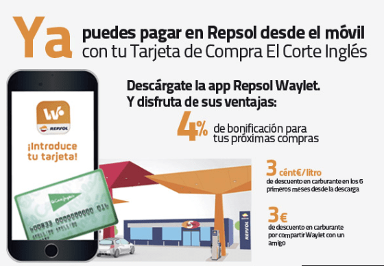 Tarjeta El Corte Inglés y App Repsol Waylet