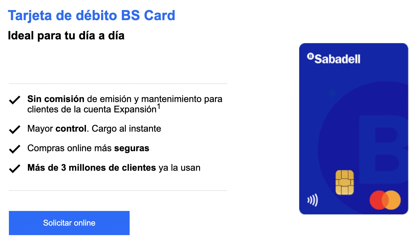 Tarjeta de débito BS Card
